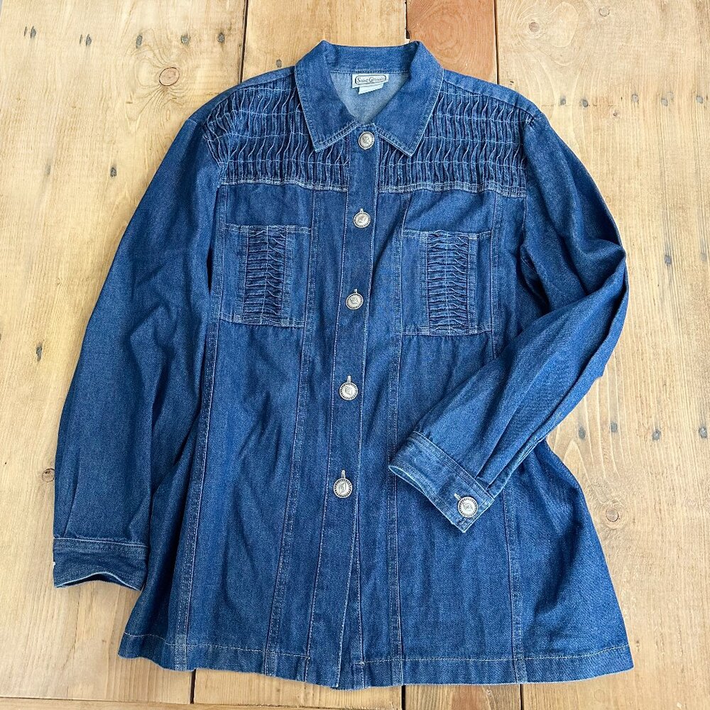 Vintage Saint Germain Southwestern Denim Jacket Over Shirt L Made in USA Western
